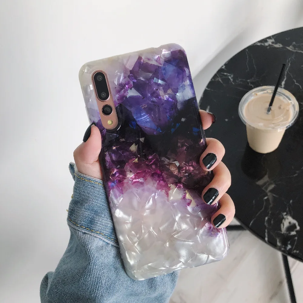 Ourdeals Аметист раковины чехол для телефона huawei Honor9 10 Mate10 20pro Nova 2s 3 3i 4 P30pro Глянцевая