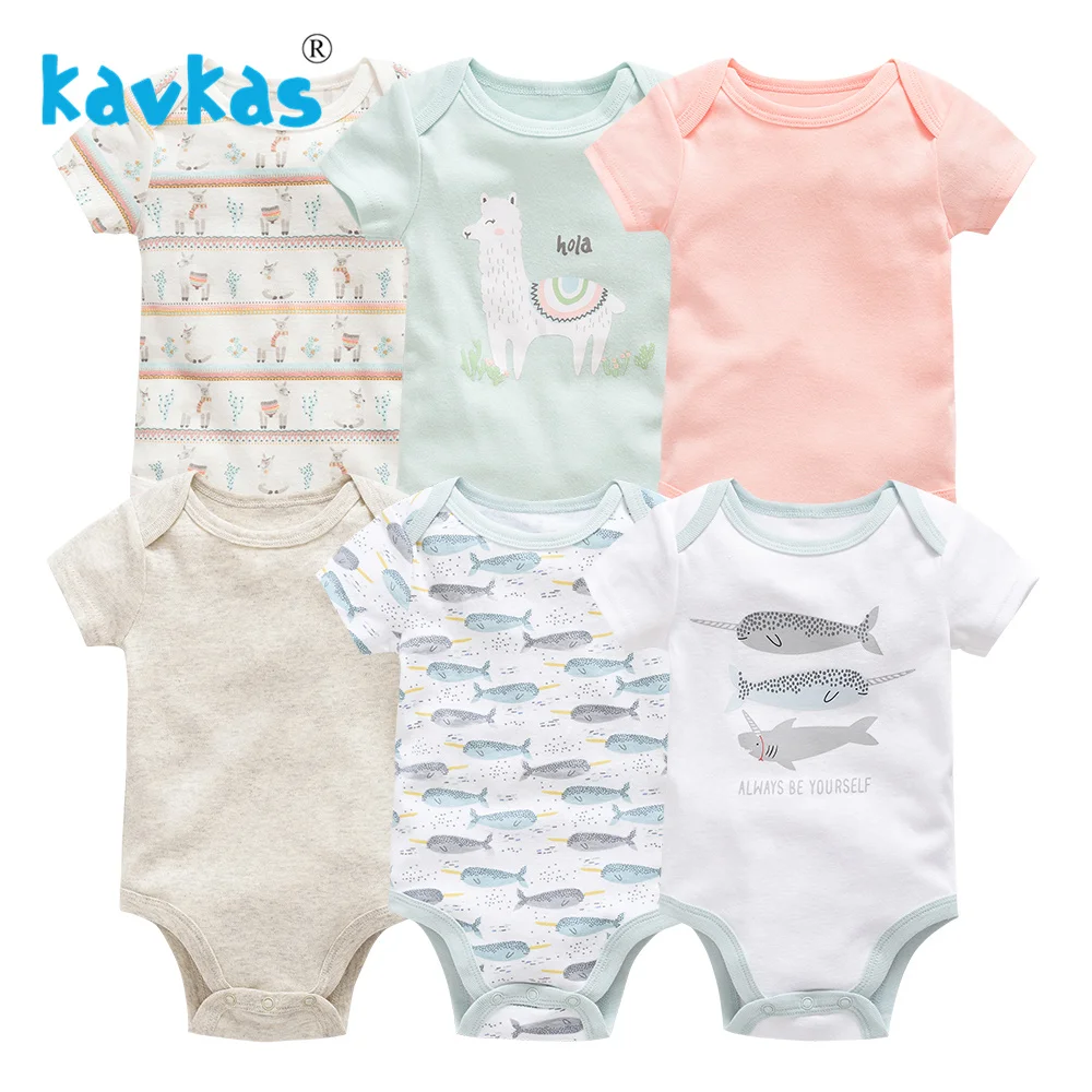 HY22892290 Kavkas/6 шт. Детские боди из хлопка с короткими рукавами Roupa De Bebes летний комплект одежды для маленьких мальчиков - Цвет: HY22892290
