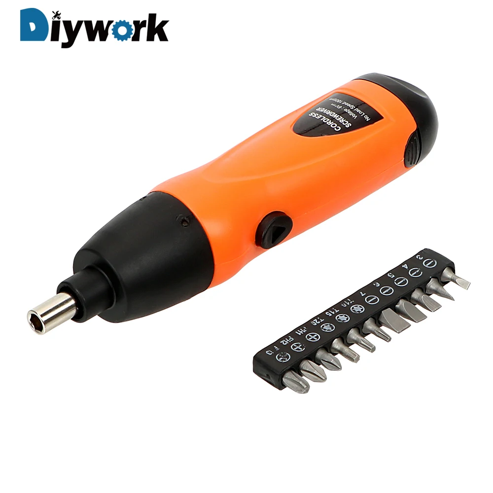 DIYWORK электрическая отвертка аккумуляторная отвертка дрель инструмент 6 в на батарейках 11 шт. биты-аксессуары набор отверток