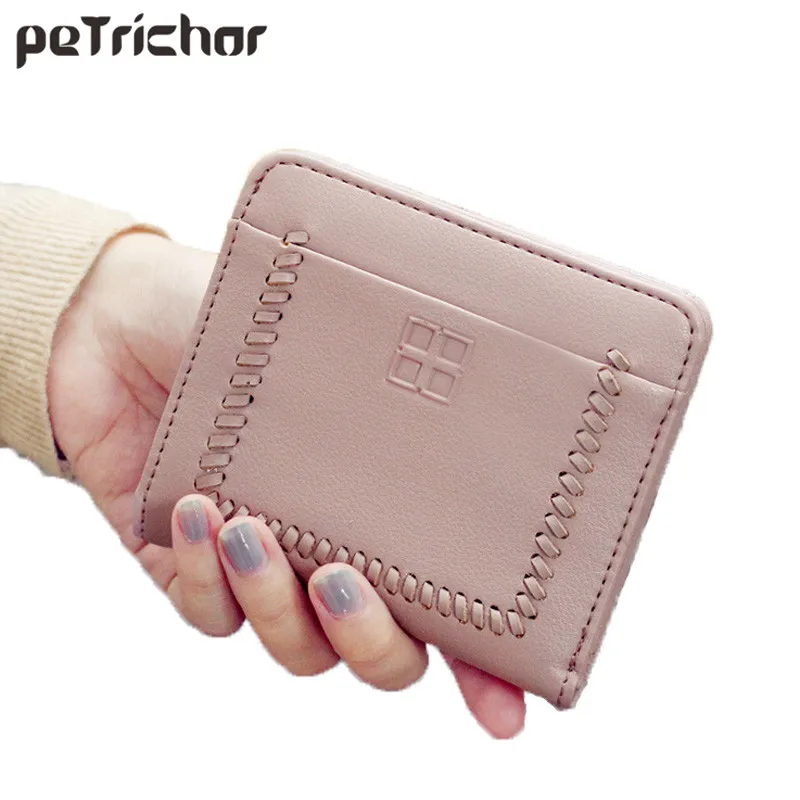 

PU Leather Women Short Wallets Thread Small Wallet Coin Pocket Hasp Wallet Female Purse Money Purse Card Holder Girls Bags