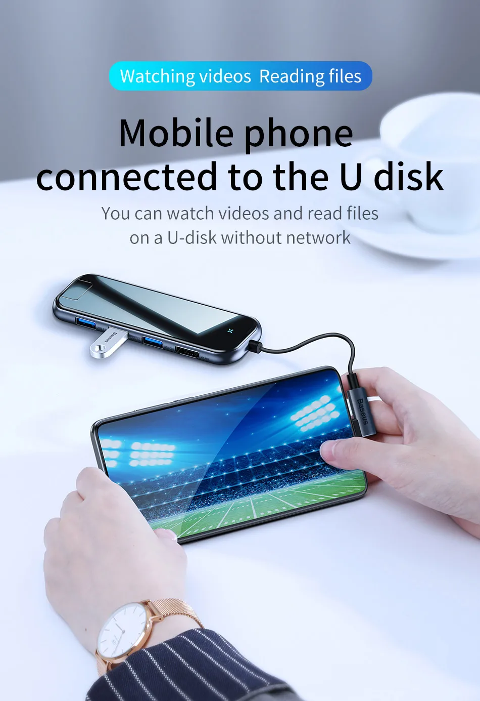 Baseus концентратор USB Type C к HDMI RJ45 Мульти USB 3,0 адаптер питания для MacBook Pro Air iWatch док-станция 3 порта USB-C usb-хаб разветвитель
