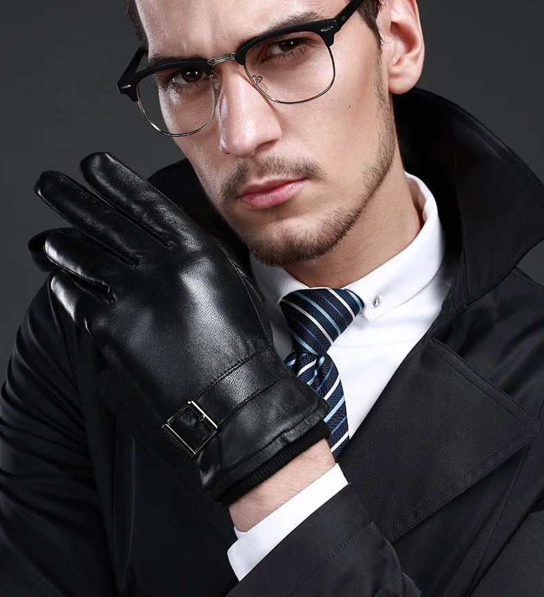 Новые кожаные зимние guantes теплые перчатки из овечьей кожи мужские простые