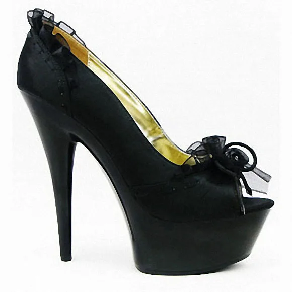 Туфли 15 см для танцев искусственная кожа Сатиновые и черные/кружевные сандалии с