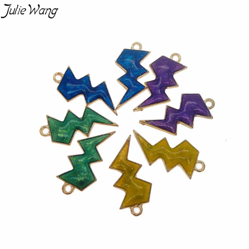 Julie Wang 8 шт красочные эмалированные блестящие цвета мигающие молнии маленькие