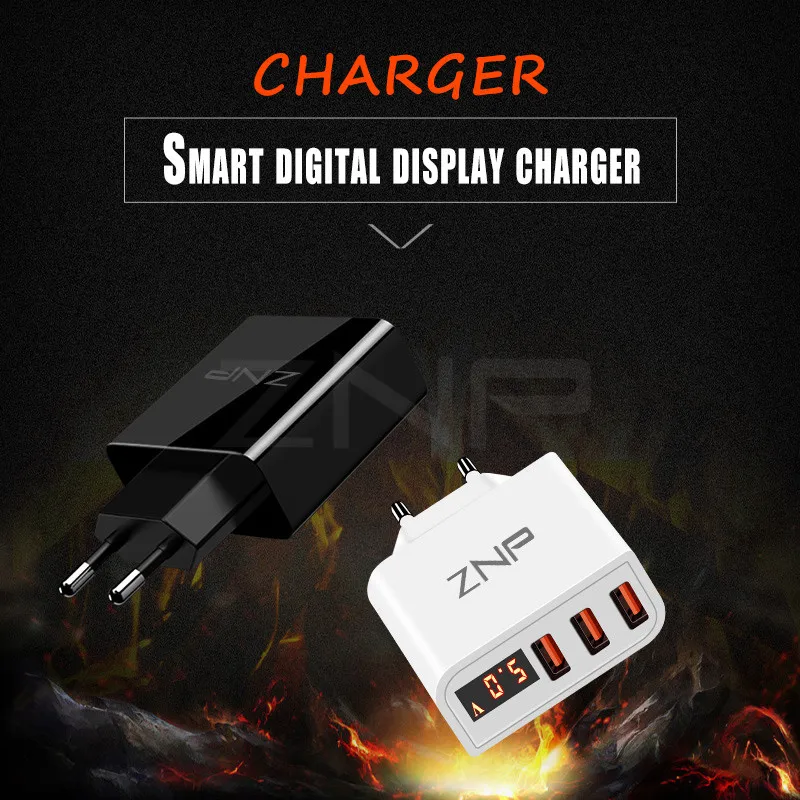 ZNP Универсальное зарядное устройство USB 15 Вт 5 В для iPhone XS Max X с европейской вилкой светодиодный дисплей для быстрой зарядки мобильного телефона для Samsug S10 Xiaomi huawei