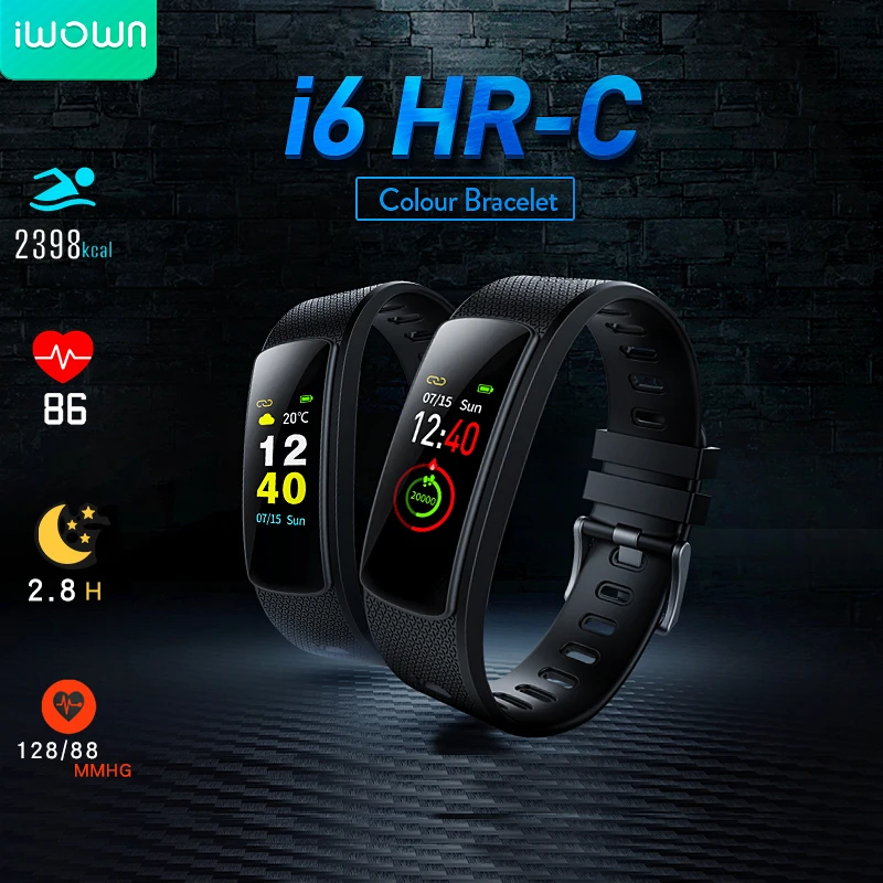 IWOWNfit I6HRC Smart Браслет Heart Rate время Фитнес браслет крови Давление трекер Band 0 96 ''OLED