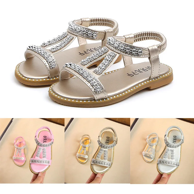 Новинка 2019 летние детские туфли для маленьких девочек золотистые серебристые