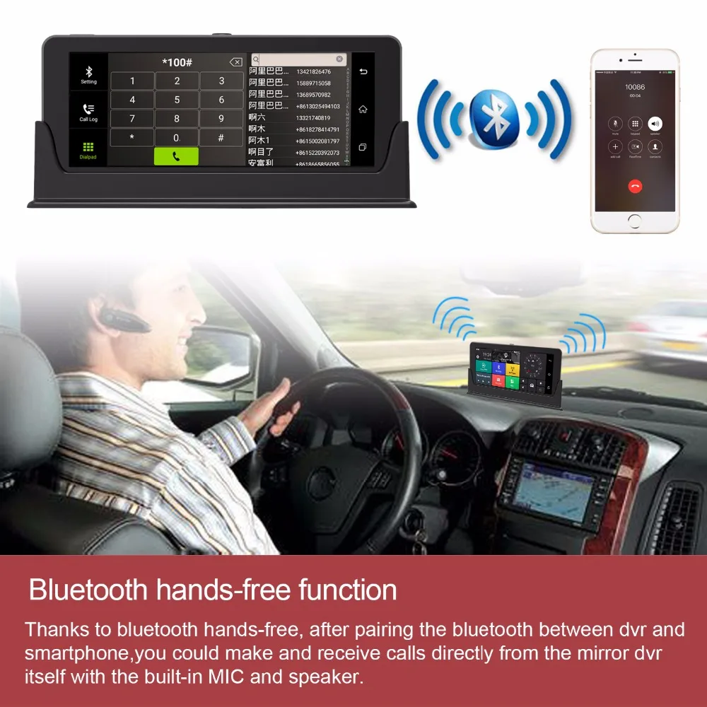 Dealcoo Car Camera Video Recorder ADAS DVR WIFI Dashcam Auto Registrar with Two Cameras HD 4G Android GPS registrar | Автомобили и