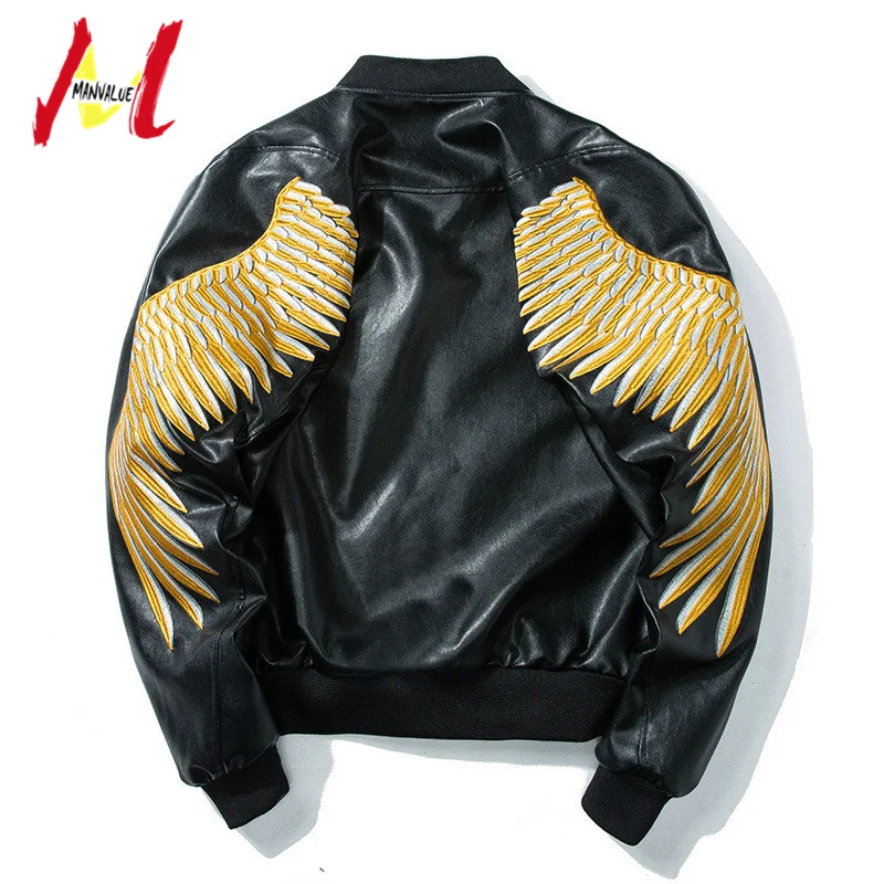 Мужской новый осенний и весенний комплект MA1 Pilot Suits с вышитыми перьями популярной одеждой из искусственной кожи.
