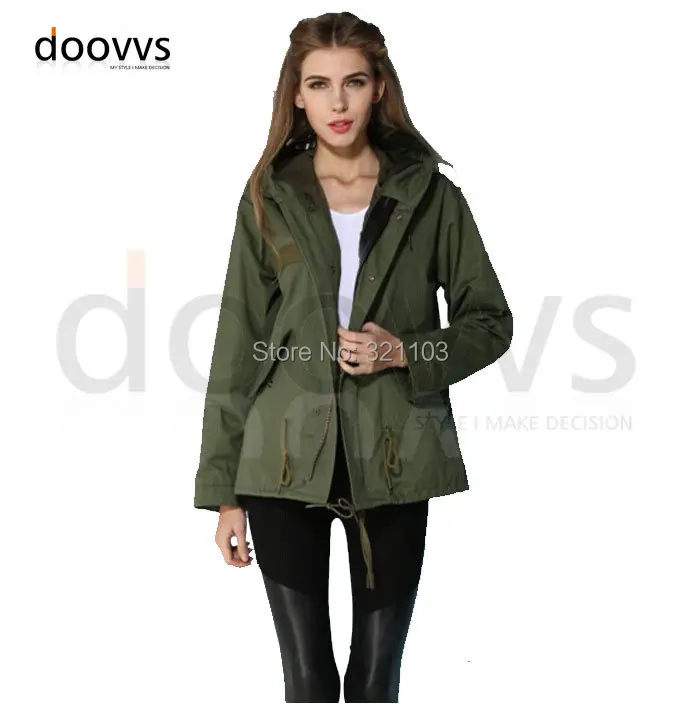 Модная тонкая армейская зеленая куртка короткий стиль и длинный с кепкой