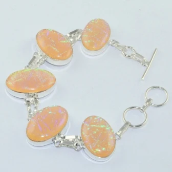 

Dichroic Glass Silver Overlay on Copper Bracelet , 22.1 cm, B1861