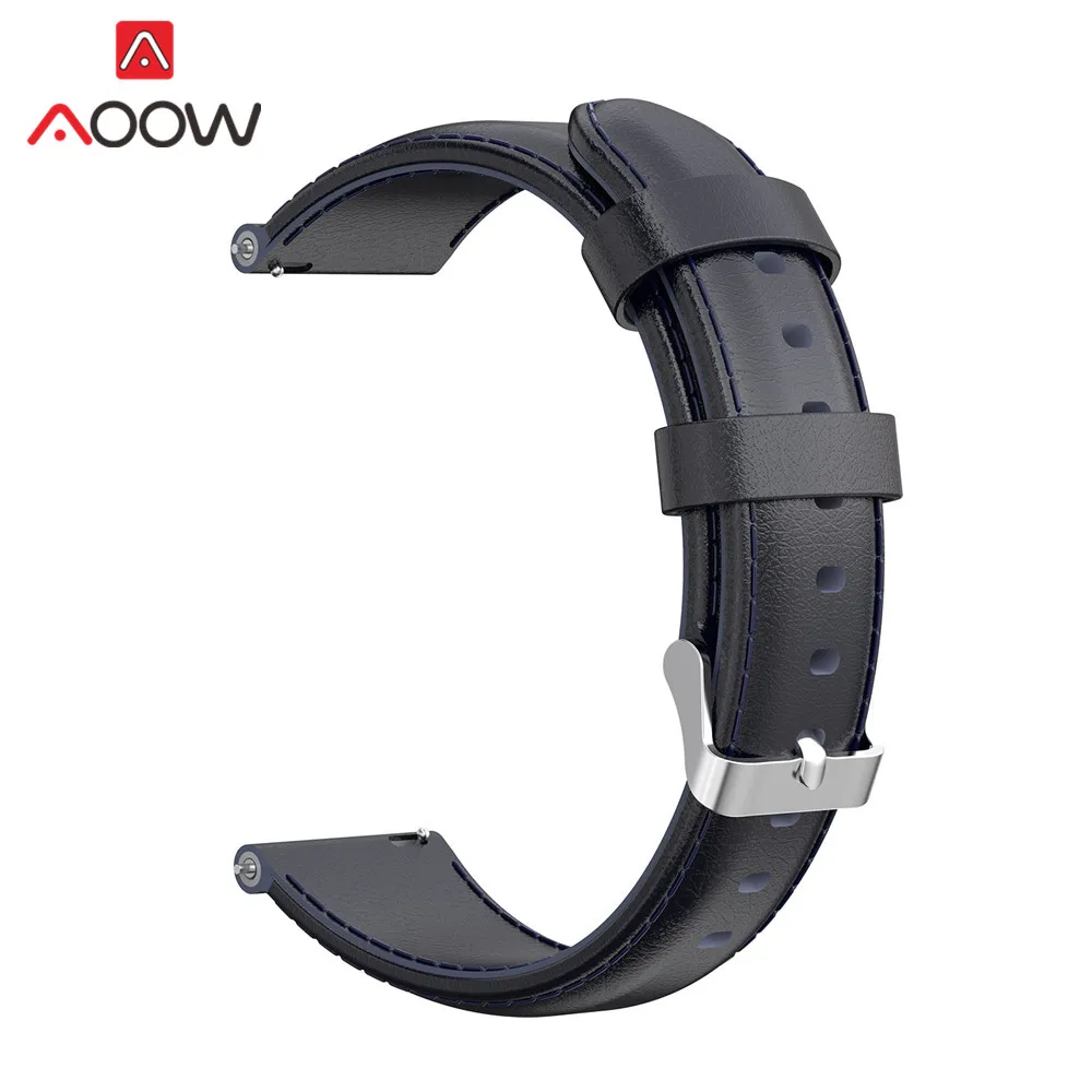 Navy blue 20 мм 22 мм ремешок из натуральной кожи для samsung Galaxy Watch 42 мм 46 мм Active gear Sport S3 S2 быстросъемный браслет ремешок - Цвет ремешка: Navy blue