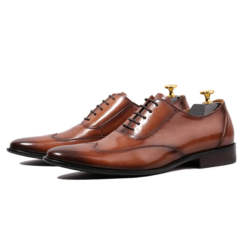 Туфли-оксфорды HQS167 мужские ручной работы итальянские натуральная кожа