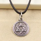 Модное ожерелье с подвеской Щит Давида, женское ювелирное изделие из черной кожи в стиле панк, кожаное колье, хороший подарок дружбе