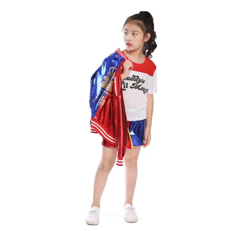 Комплект из 4 предметов для девочек Харли Квинн клоун пальто Детский костюм