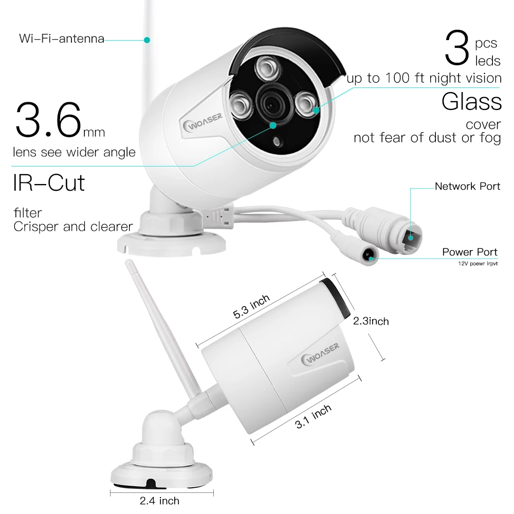 Woaser 8ch 960 P Беспроводной NVR plug &amp play 8 шт. 720 1.0mp открытый Водонепроницаемый ИК Ночное