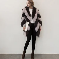 s 3xl plus size winter 2021 new fashion brand fake fox fur jacket womens warm stitching thicker faux fur coat free shipping
