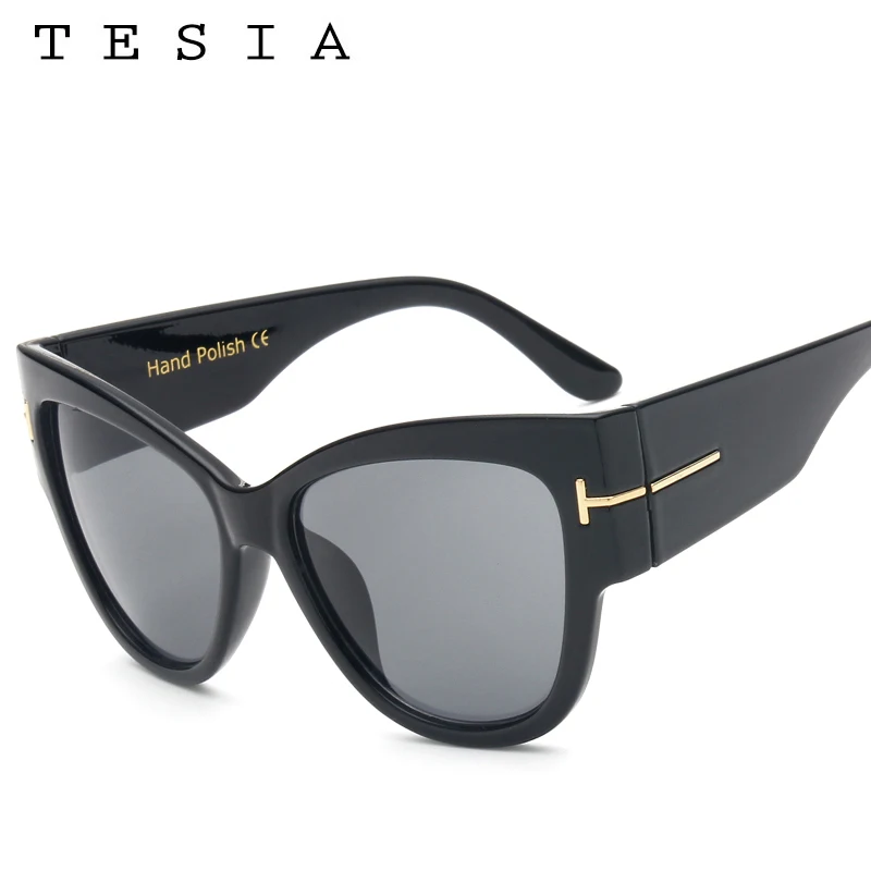 Женские солнцезащитные очки TESIA большие брендовые дизайнерские кошачий глаз в