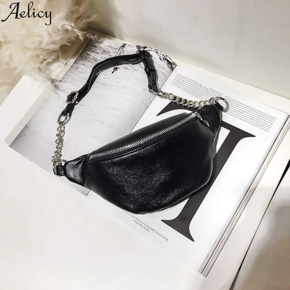 Женская сумка на талию Aelicy лидер продаж однотонная черная с цепочкой Сумки из