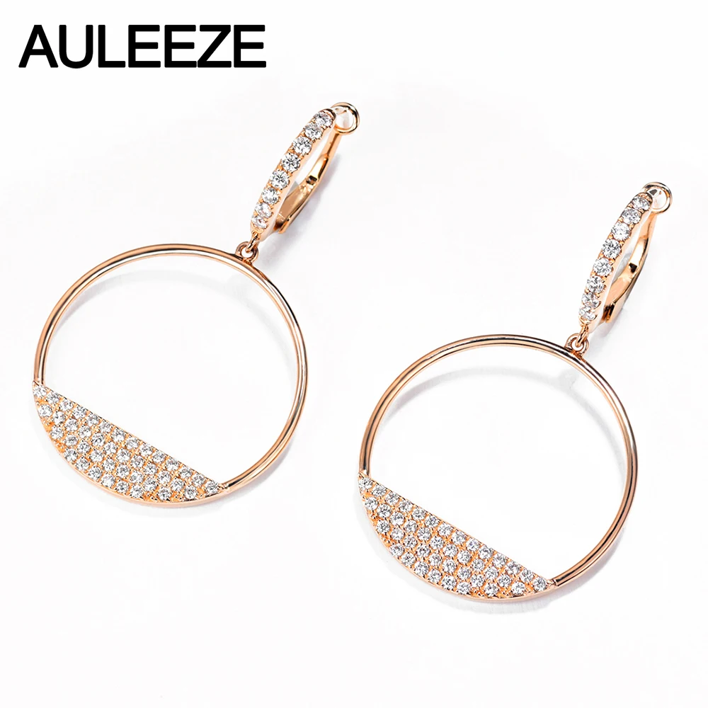 AULEEZE Настоящее 14K розовое золото Moissanite алмазные висячие серьги модная