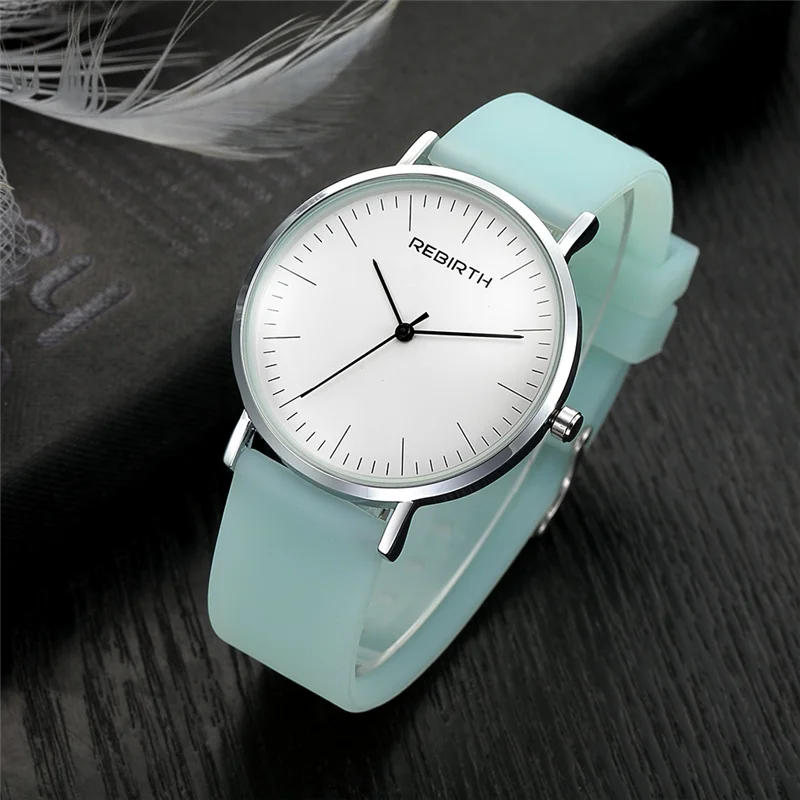 Montre Femme женские наручные часы Стильный силиконовый ремешок REBIRTH платье Дамская