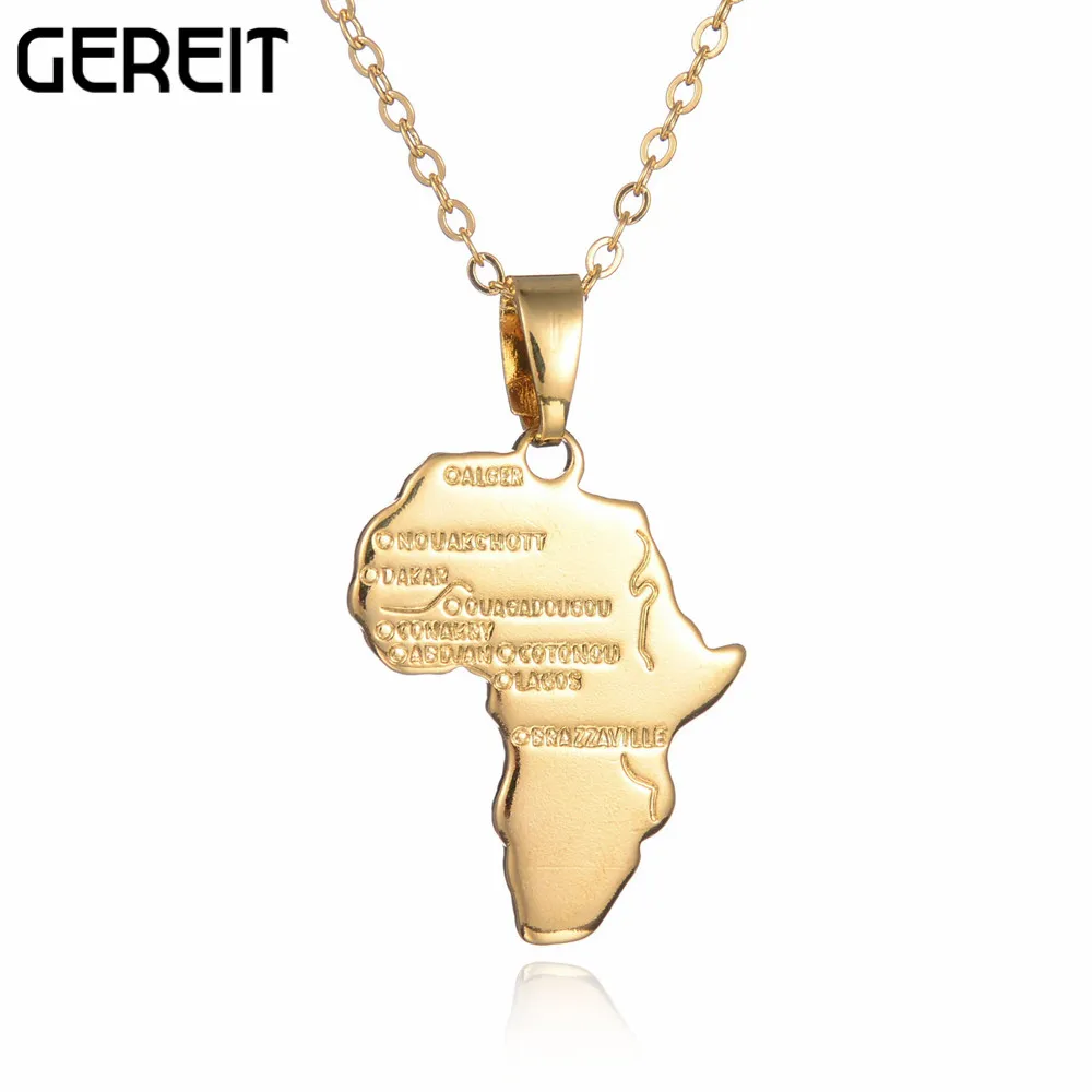 GEREIT трендовые воротники Модный золотой кулон Карта Африки ожерелье