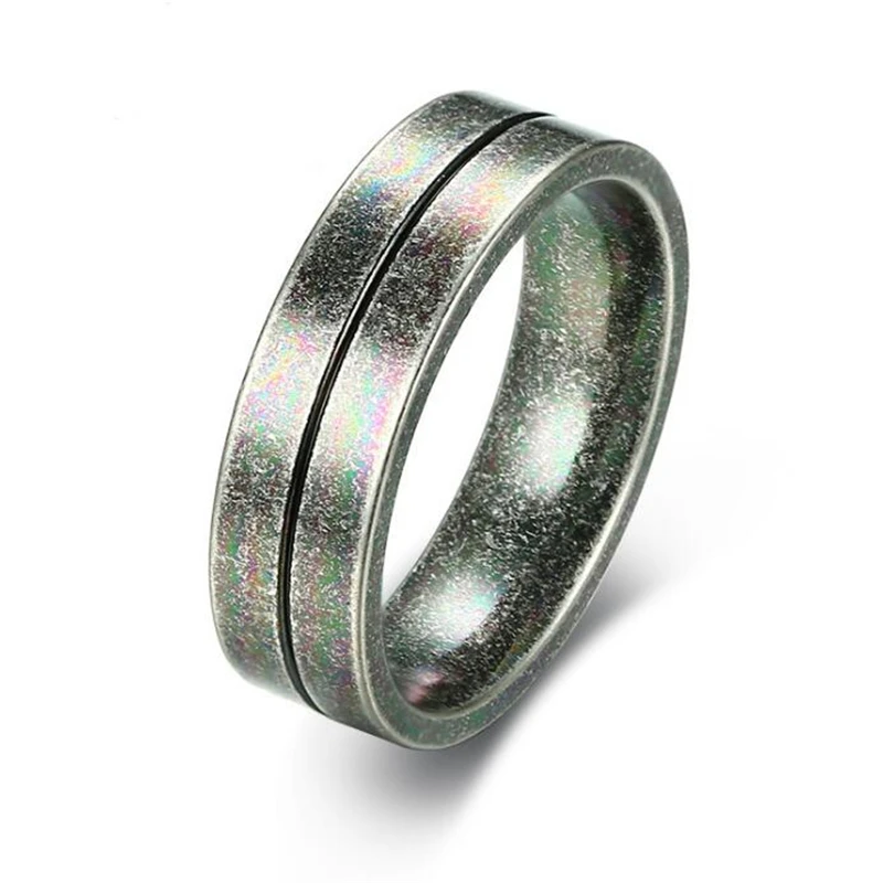 Ретро Серебряный Цвет Нержавеющая сталь Кольца 6 мм Для мужчин Jewelry Титан Сталь в