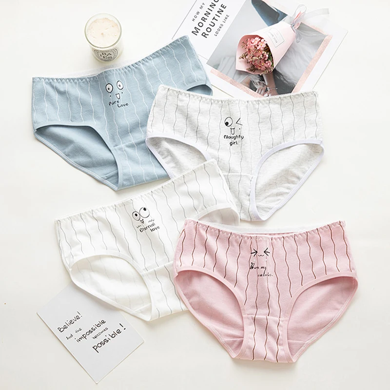 5 шт./партия модные женские трусики с милым выражением женское хлопковое нижнее
