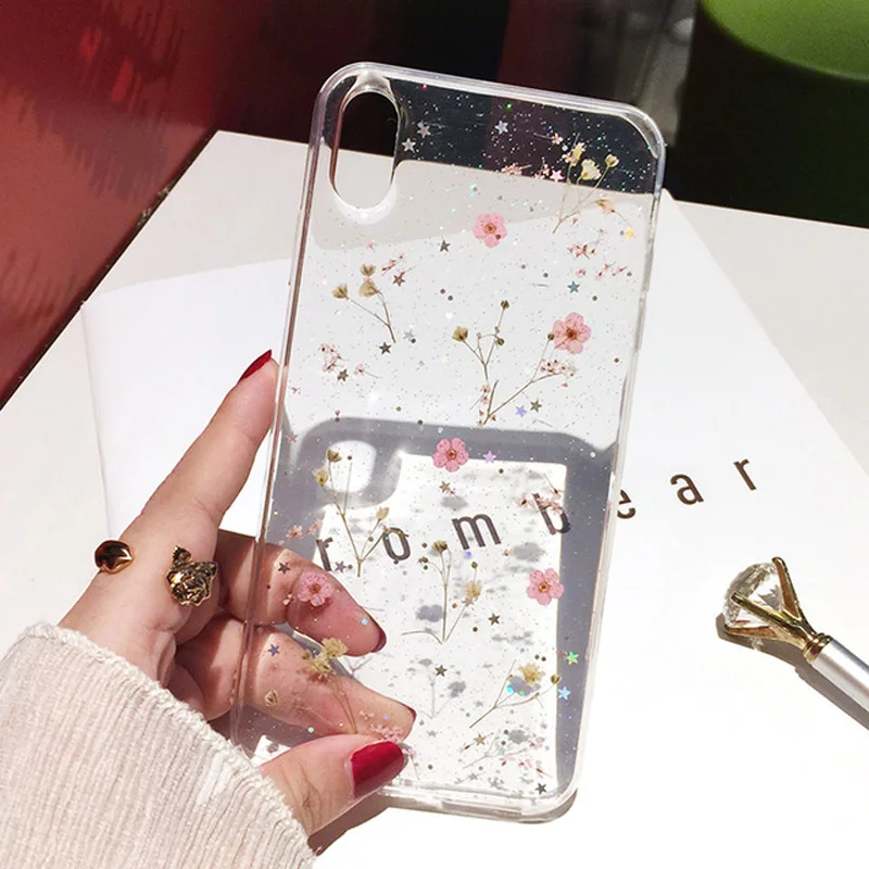 Moskado настоящие сушеные цветы прозрачный чехол для телефона для iphone 6 6s 7 8 Plus прозрачный мягкий ТПУ красивый чехол для iphone X XS Max XR - Цвет: 4253