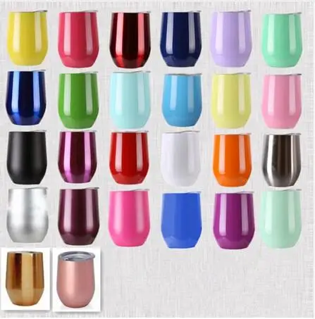 Verkaufen 100 Stücke 9 Unzen Ei Tassen Wein Glas 9 Unzen Wein Tumbler Doppel Wand Edelstahl Bier Vakuum Isolierte Becher Trinken Kaffee Tassen
