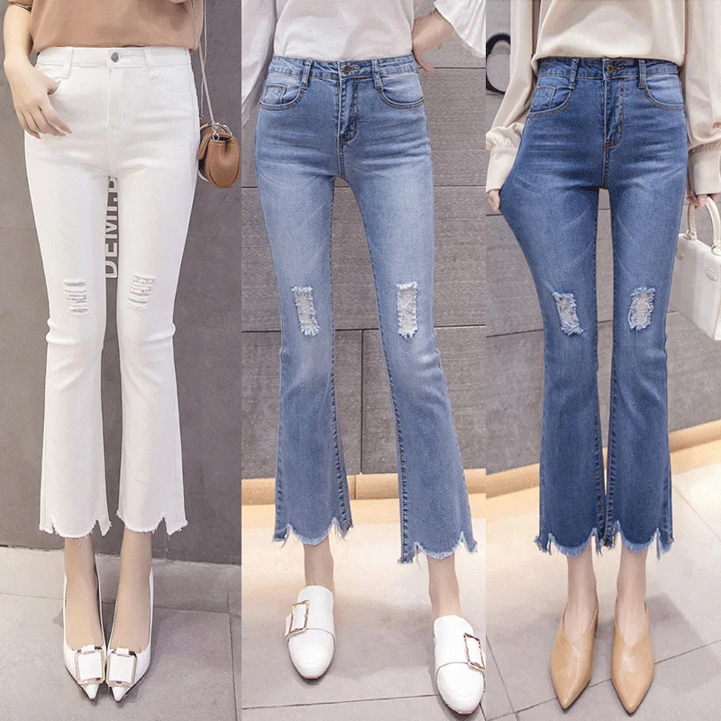 Новые модные обтягивающие джинсы женские эластичные с высокой талией и широкими