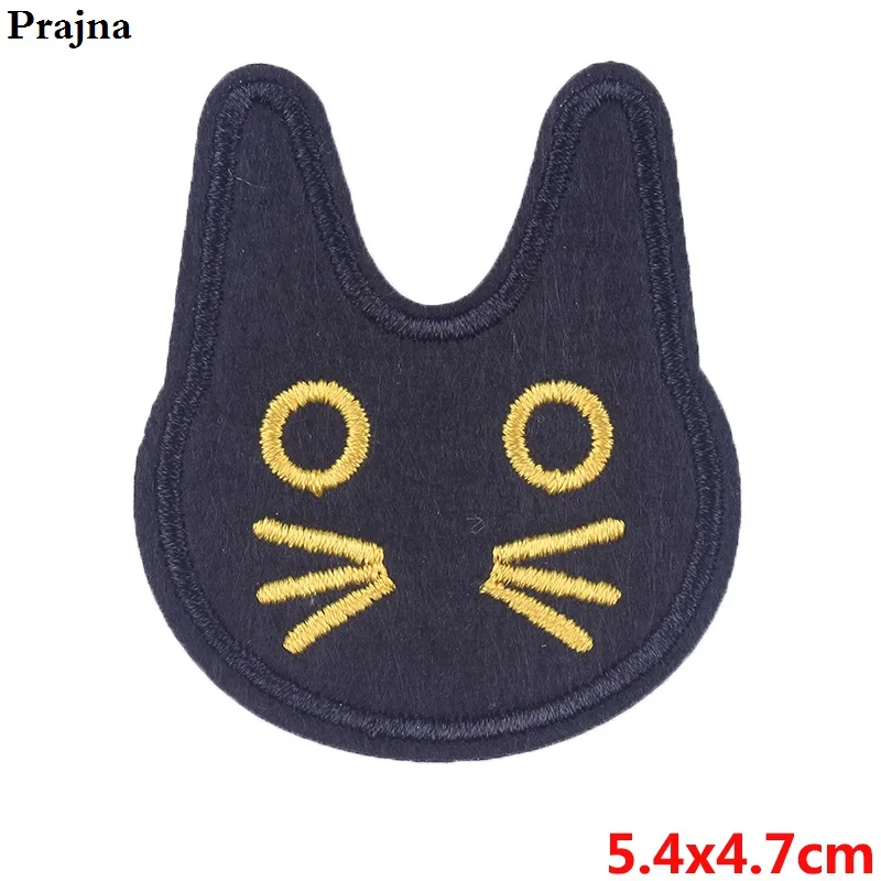 Черный Prajna нашивки в форме животных, милая собака, кошка, вышивка, железные нашивки для одежды, сделай сам, единорог, Полоска, одежда для детей, Декор - Цвет: Черный