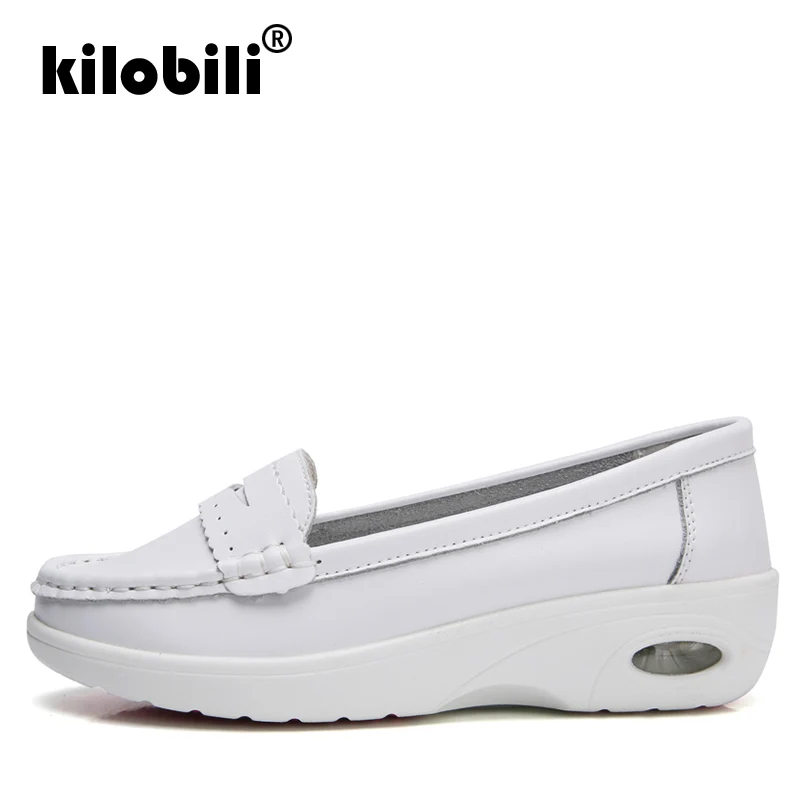 Kilobili/2019 весенние женские лоферы из натуральной кожи Повседневные балетки на