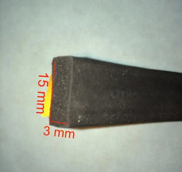 15 x 3mm 2 метра двери окна самоклеющиеся epdm Резиновый вспененный полукруглый уплотнитель и плоская уплотнительная полоса - Цвет: 15 x 3mm