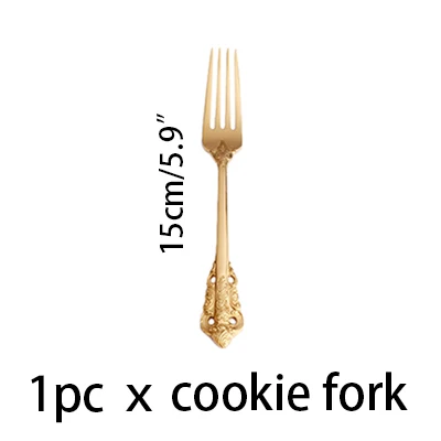 15cm Cookie Fork 1 шт. роскошный золотой набор посуды Винтаж Western золотые столовые приборы Нержавеющая сталь нож, вилка, набор серебра Набор Кухня Flatwe - Цвет: 15cm Cookie Fork