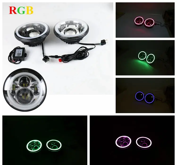 7 дюймовый круглый 60 Вт RGB синий зуб Авто светодиойдный налобный светильник