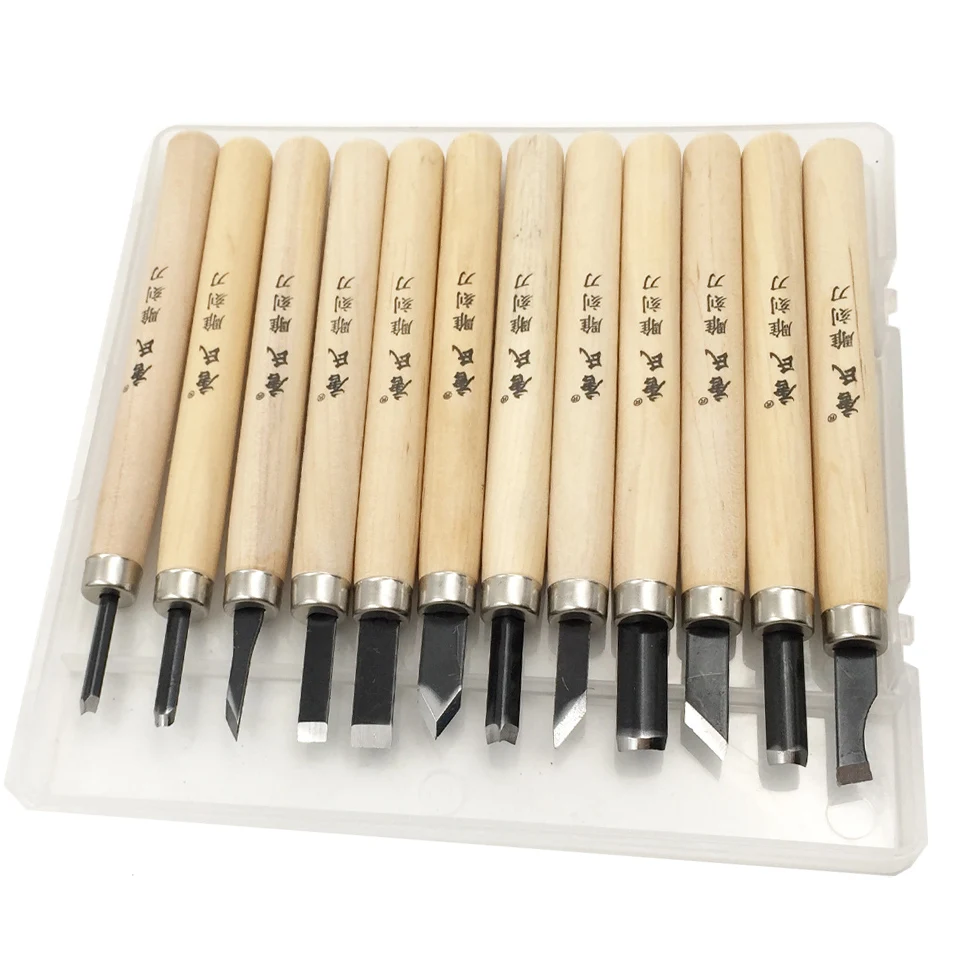 12 шт. резной резец резьба по дереву ручная гравировка нож набор инструментов