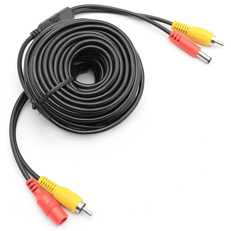 10M RCA DC Power Audio Video AV Extension Cable for CCTV Security Car Tuck Bus Trailer Reverse Parking Camera | Автомобили и