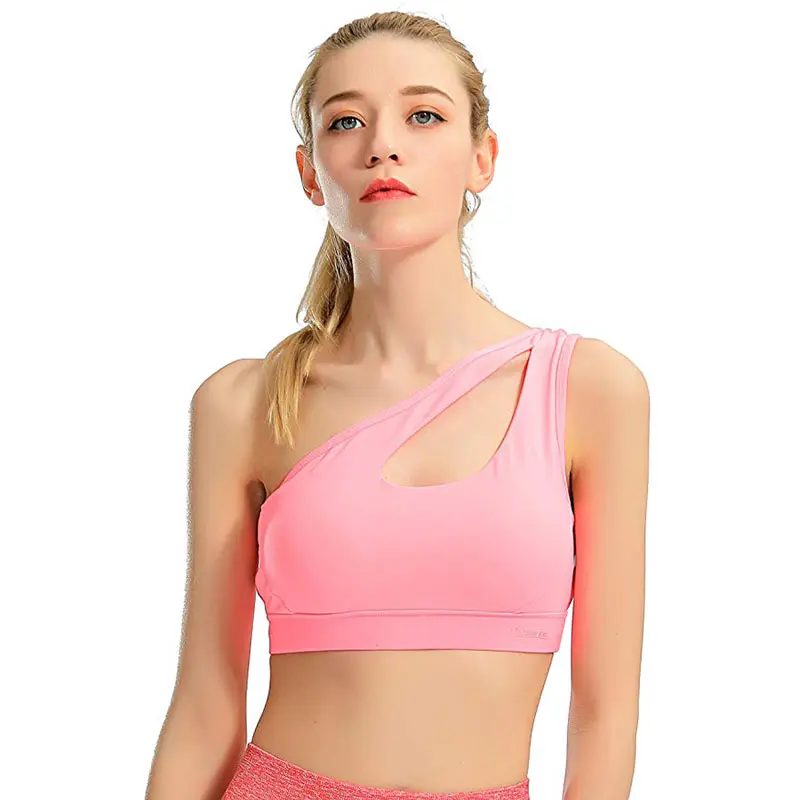 Женский однотонный спортивный бюстгальтер на одно плечо привлекательный