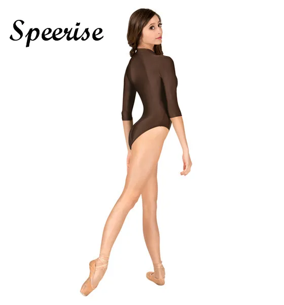 Speerise с высоким воротом и длинными рукавами боди лайкра спандекс костюм для