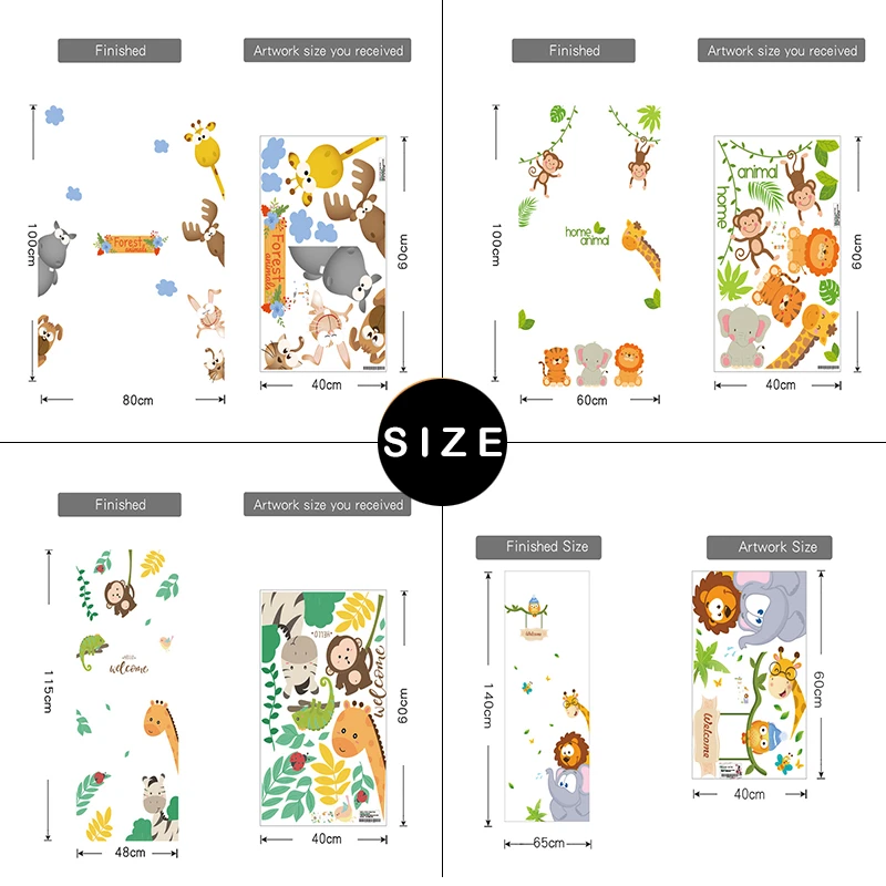 4 вида милые животные наклейки на стену для детской комнаты спальни двери