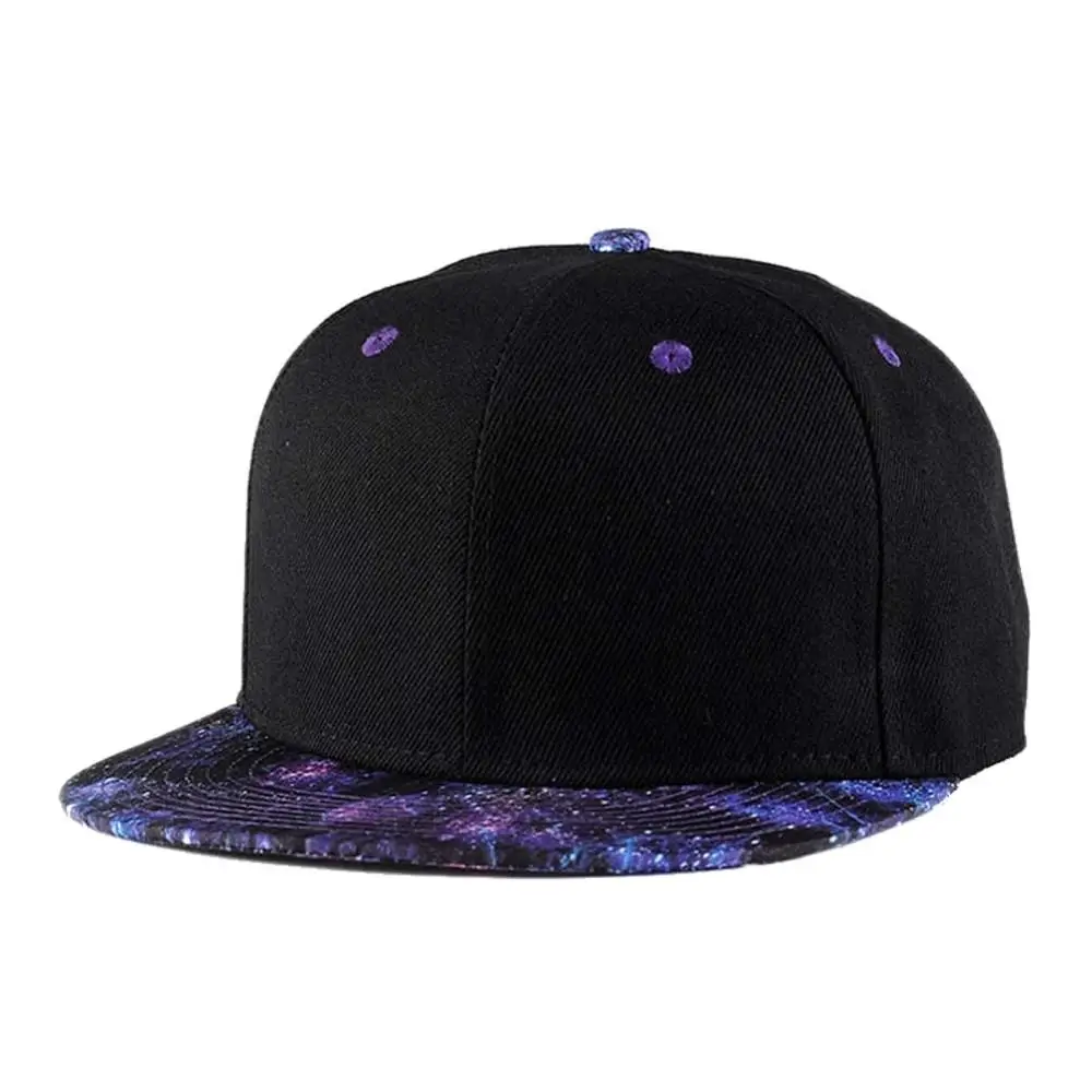 Black Purple Quanhaigou бейсболка в стиле хип-хоп, фиолетовая бейсболка с 3D принтом Галактики для папы, клетчатая бейсболка с плоским козырьком, регулируемая бейсболка для мужчин и женщин - Цвет: Black Purple