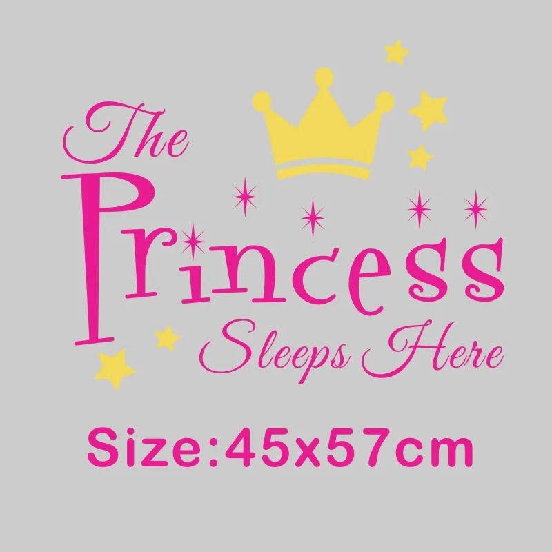 Princess Милые цитаты принца и принцессы спят здесь наклейки на стену DIY звезды милая корона для детской комнаты украшения для мальчиков и девочек - Цвет: Princess