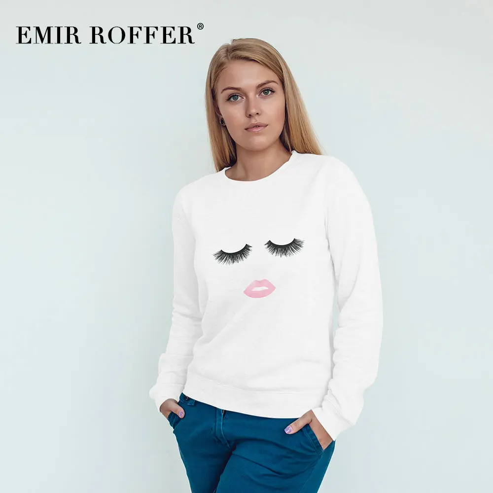 EMIR ROFFER с ресницами и красными губами Harajuku толстовка модная уличная негабаритная