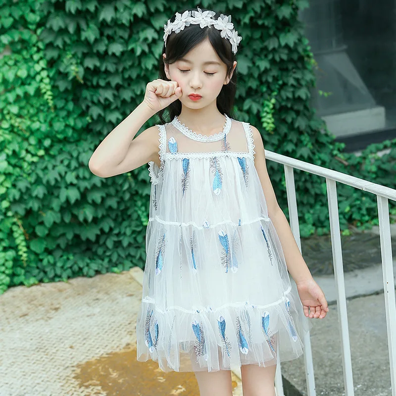 Летнее элегантное платье с цветочным узором для девочек Детские праздничные
