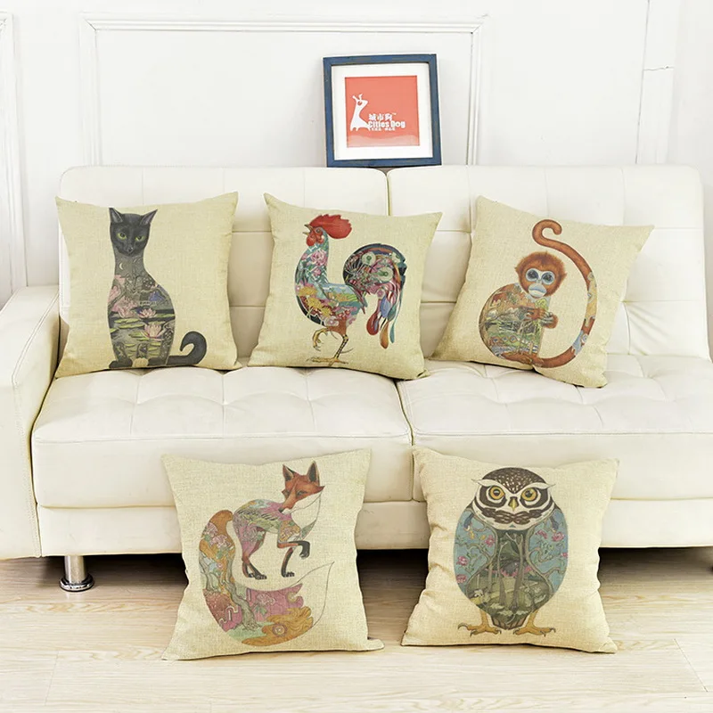 Креативный мультяшный пейзаж картина животные персонализированные хлопок лен