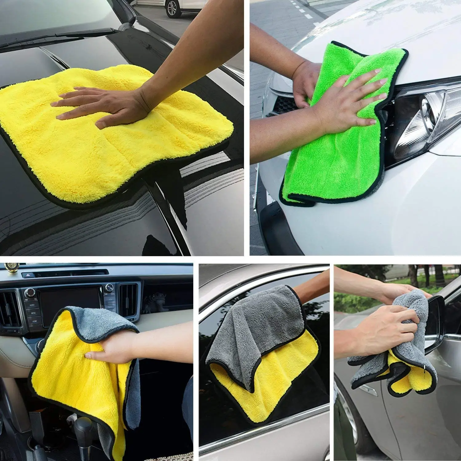 Car Drying Towel Dual Layer Ultra-Thick Microfiber Polishing Waxing Cleaning Cloth and | Автомобили и мотоциклы