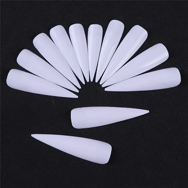 White (24pcs) 1 мешок перфорации Длинные Накладные поддельные Маникюр для кончиков ногтей Искусственные ногти салон половина покрытия советы белый прозрачный Натуральный Бежевый инструменты для ногтей - Цвет: White (24pcs)