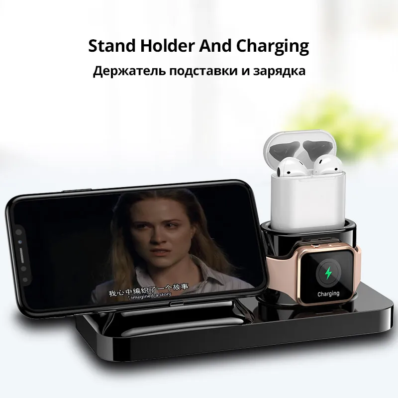 Зарядная док-станция держатель для iPhone X XR XS Max 8 7 6 для Apple Watch Air Pods зарядное устройство Подставка для док-станции Магнитный зарядный кабель головка