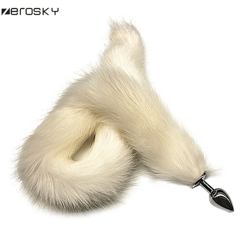 Анальная пробка с лисьим хвостом 80 см Супер длинная металлическая из нержавеющей